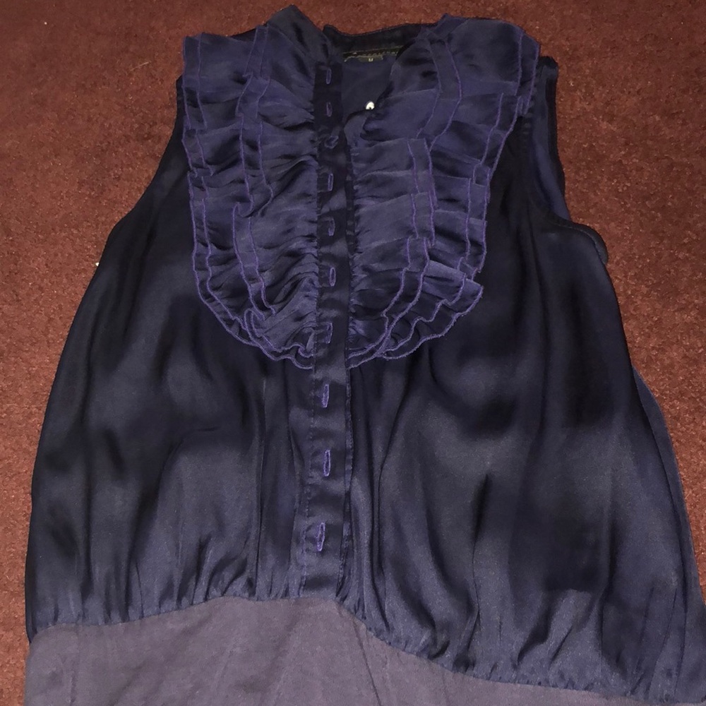 Blue top.